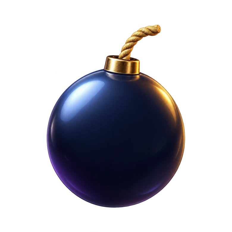 Bouncera's glossy bomb piece with a lit fuse